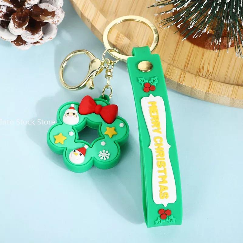 Cute Santa Claus PVC soft rubber key chain pendant cartoon snowman doll bag ornaments holiday gifts