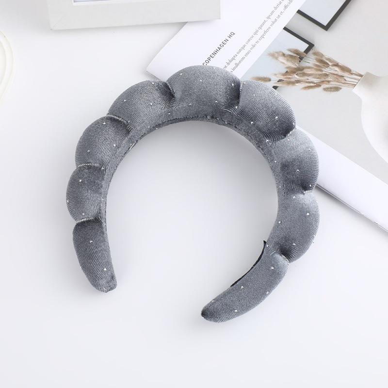 1PC Cloud Face Wash Sponge Hair Band Hair Ornament Velvet Rhinestone Premium Female High Head Top Fried Dough Twists Headband