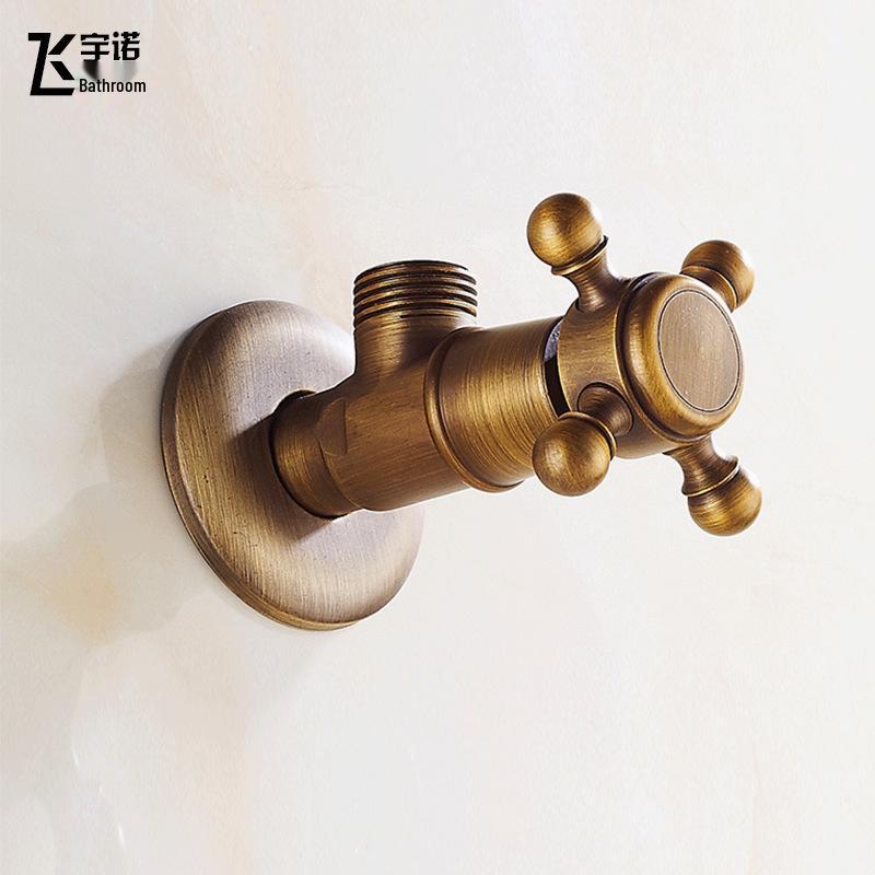 Antikes Messing Geschnitzt Retro Verdickt Schwarz Explosionsgeschützt Heiß/Kalt Eckventil