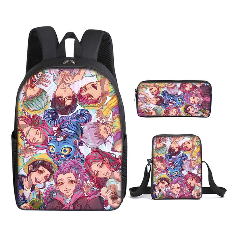 Kpop Demon Hunters School Backpack Set With Oxford Fabric And Air Cushion Straps For Students