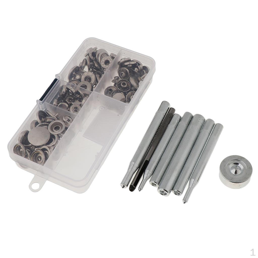 

40 Set Snap Buttons Press Stud with Fixing Tool DIY Jewelry Supplies Silver White