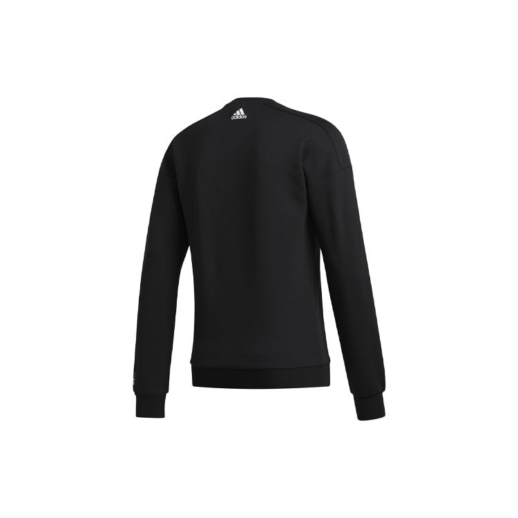 Adidas Logo Print Sports Pullover Hoodie Men Tops Black FU6222