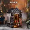 CRESYMME Dragon's Trove Book Nook Kit 3D Wooden Miniature Dollhouse DIY Hobby Craft with LED Light Handmade Bookshelf Insert Diorama
