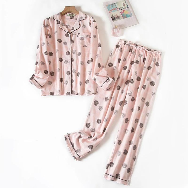 Nachtwäsche Damen Pyjama Set Damen Warm Flanell Baumwolle Hausanzug Herbst Winter Karomuster Pyjama Schlaf