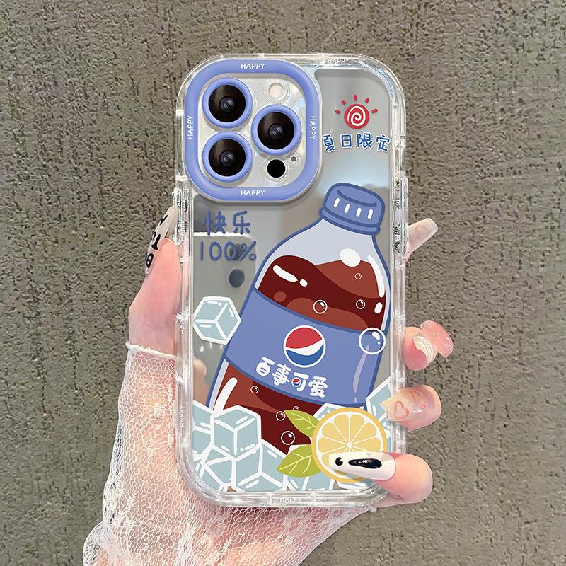 Applicable To Apple 15 Mobile Phone Case Iphone14 Summer Yen Gas Soda 13pro Mirror Anti-fall 12/11 Niche Women