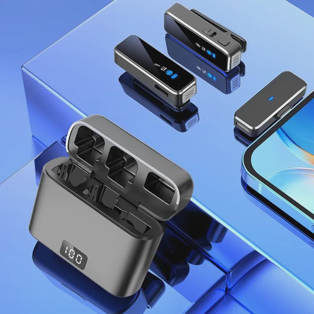 M3 Wireless Collar Clip Microphone with Charging Case, Dual Storage, Noise Reduction, for Mobile Live Broadcasts.