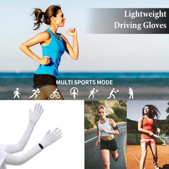 UV Protection Long Gloves, Full Finger Summer Driving Gloves, Anti-Slip Palm, Wrist Watch Opening, Sun Protection Gloves for Women Cycling Hiking