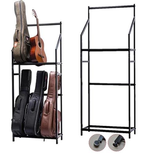 MT Guitar Stand, 2 Tiers, Holds 6 Guitars, Steel, Assembled, 1 Set, Includes Casters and Adjusters (GUHS-M1C), Storage, Display, AWEDA