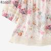 ZANZEA Women Lace Splice Square Collar Summer Short Sleeve Floral Blouse