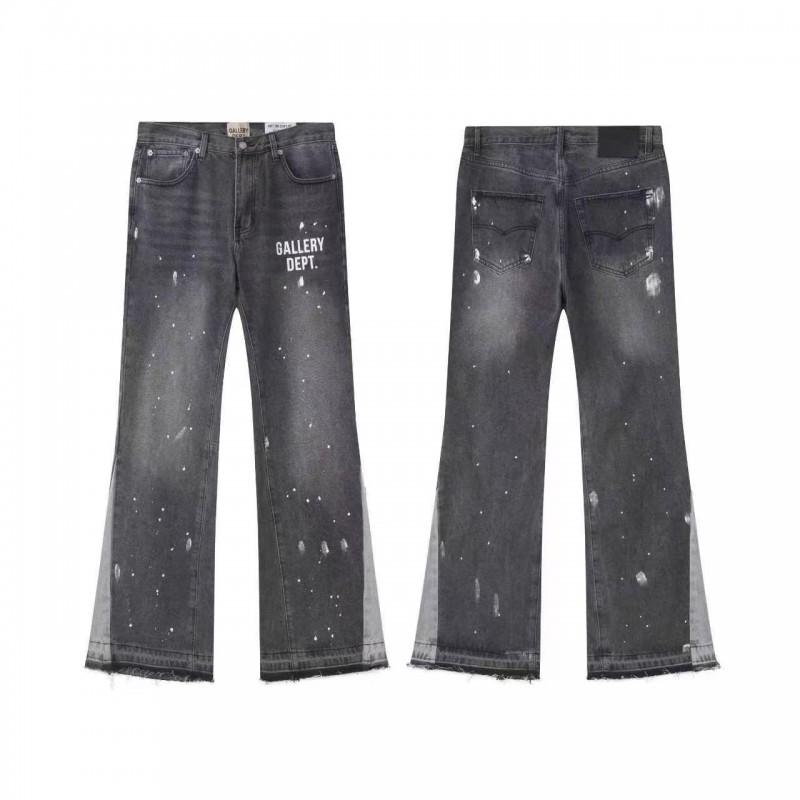 Mens High Street Graffiti Jeans Vintage Washed Slightly Flared Long Pants
