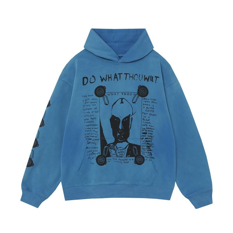 Mens Oversized Hooded Sweatshirt With Washed Distressed Look Cotton Heavyweight Long Sleeve Streetwear Cleanfit Style