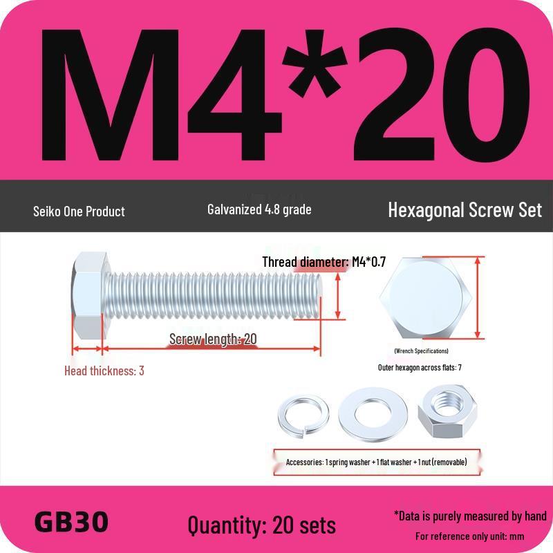 Galvanized Hex Head Bolt & Nut Set - Grade 4.8, Sizes M4 To M30