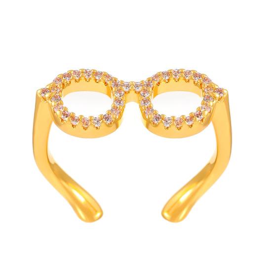 Couple Finger Ring Mini Glasses Adjustable Ring Sparkling Rhinestone Encrusted Fingertip Ring Finger Accessory