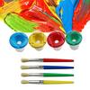 Spill Proof Paint Cups 4pcs Non Spill Paint Cup + 4pcs Paint Bristle Brush Assor