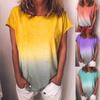 Comfortable Women's Summer Short Sleeve Gradient Plus Size Casual Beach T-shirt Tops Blouse For Relaxed Days