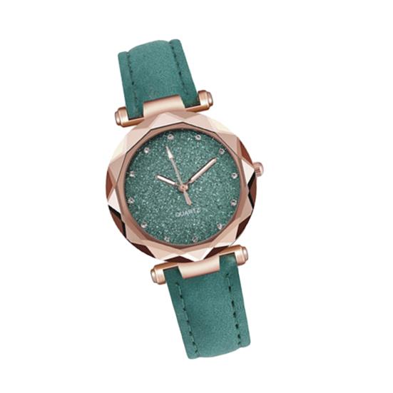 Women Casual Watch Rhinestone Round Dial Faux Leather Strap Ladies Business Formal Dress Quartz Wristwatch Fashion Jewelry Accessory Birthday Gift