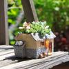 Vintage Rustikaler Harz-Blumentopf Haus für Sukkulente Pflanzen, Mini-Gartendekor im Landhausstil