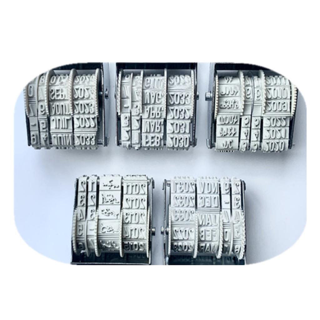 English/Spanish/French Date Stamp Plastic Number Stamp Adjustable Digits Number Stamp Inking Dater Stamp for Office
