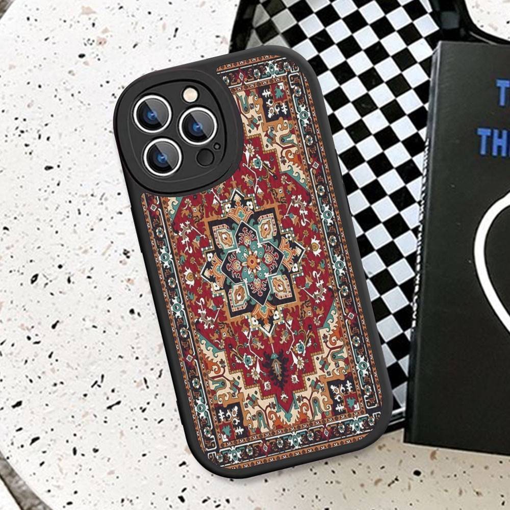 Persian Carpet Floral Pattern Phone Case Hard Leather For IPhone 16 15 14 13 12 Mini 11 14 Pro Max Xs X Xr 7 8 Plus Fundas