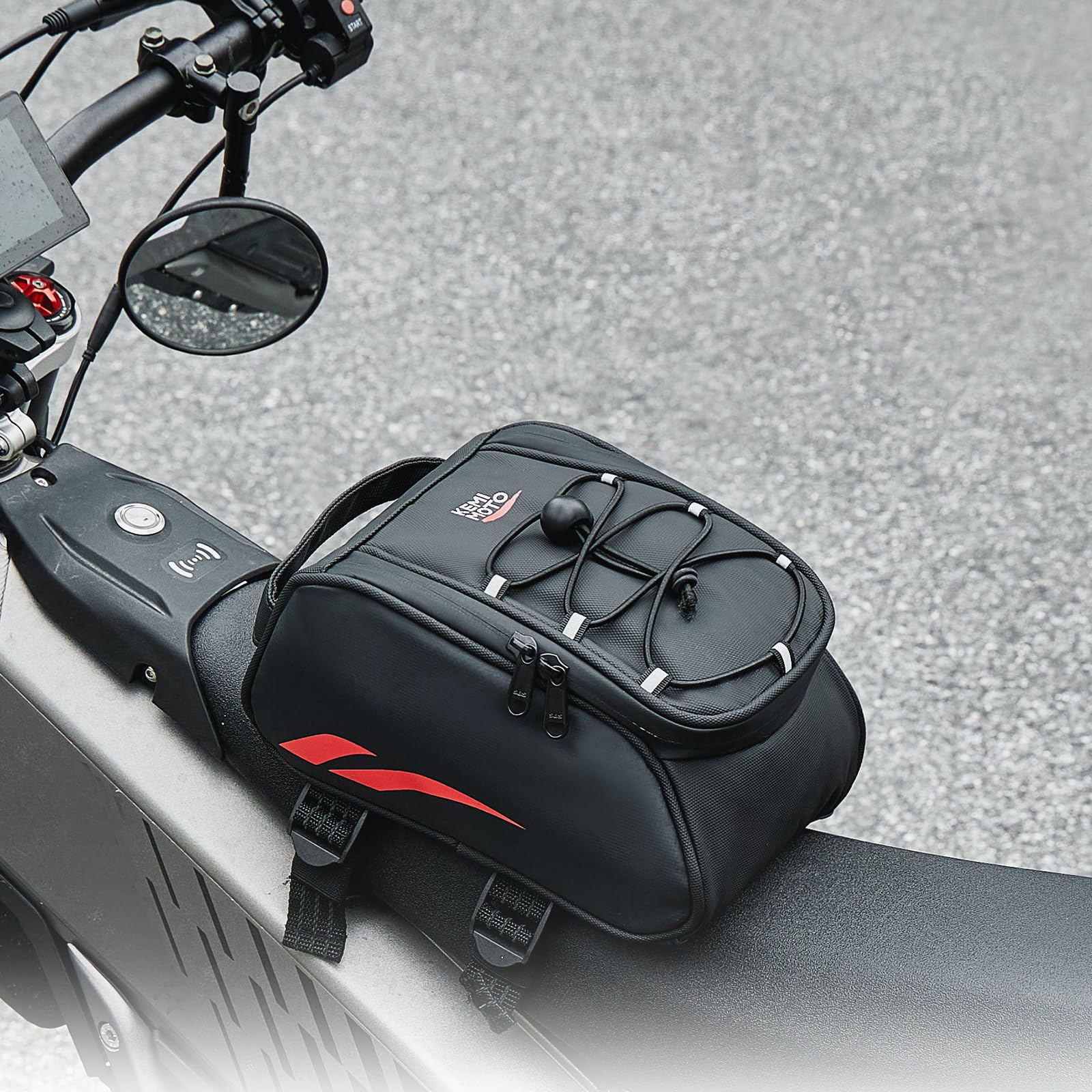 

KEMIMOTO Motorcycle Front Frame Bag, 2.6L, Tool and Accessory Storage, for CRF50/110/125F, Surron Super73 Street Dirt Bikes, Red