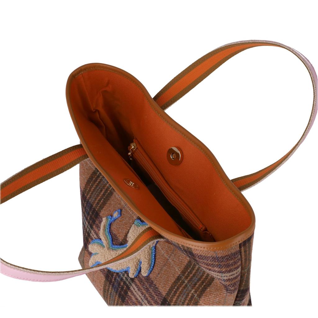 Tsumori Chisato Wool Check Kira Neko Handbag Women's