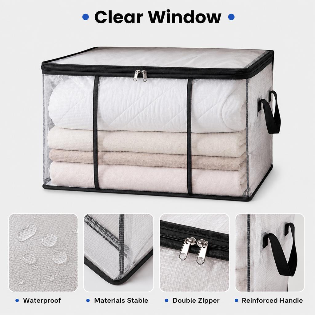 Large Capacity Clear Storage Bags, Thickened Travel Luggage Bags, for Moving, Bedding and Clothes