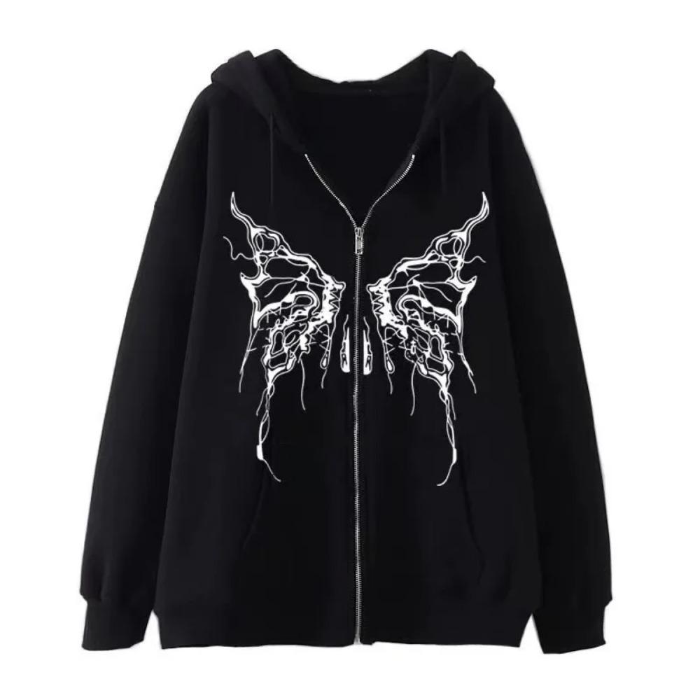 

Hot Sale Of The Season Personalized Butterfly Print Zipper Hoodie Unisex Loose Outerwear Trendy Sweatshirt for Autumn Couples Co S