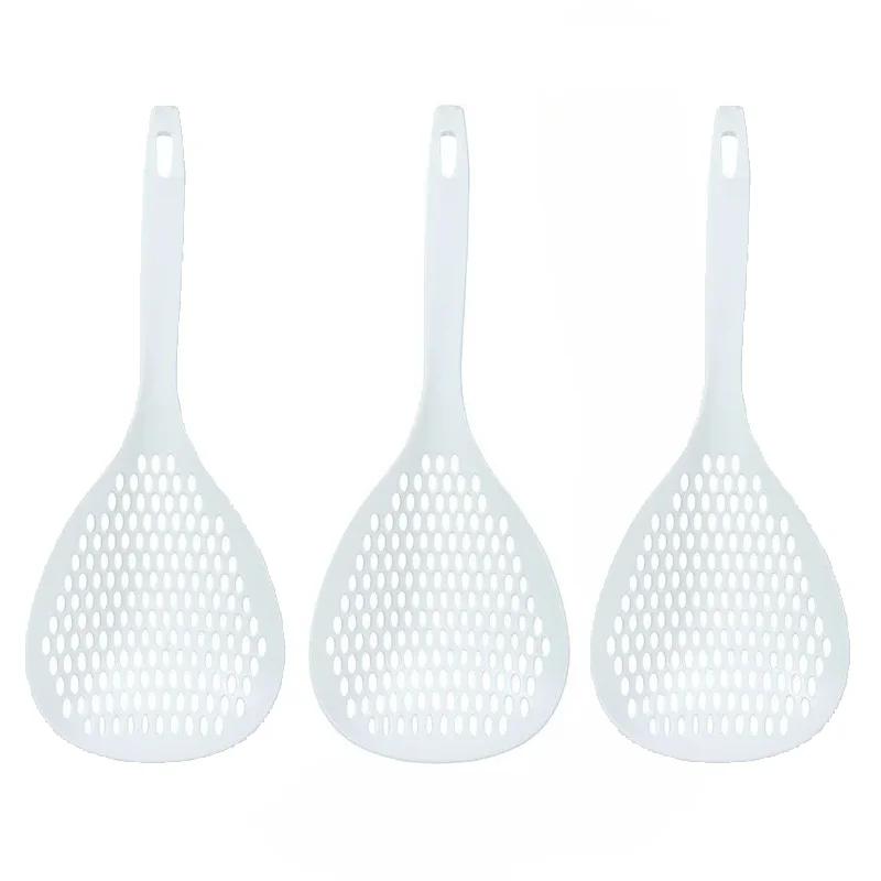 3pcs Strainer Scoop Drain Shovel Colander Slotted Pasta Spoon Plastic Skimmer Spoon with Handle Food for Kitchen Cooking