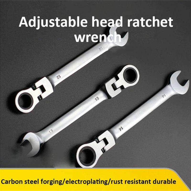 6-32mm Universal Wrench Automatic Fast And Labor-Saving Dual-Use Open-Ended 72-Tooth Ratchet Wrench Movable Head Open Wrench