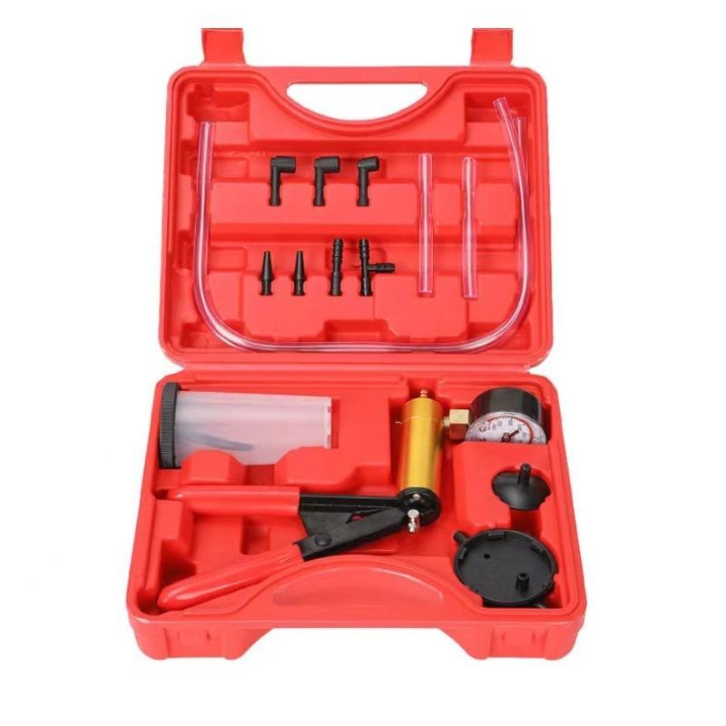 Manual Brake Bleeder Vacuum Pump Kit Automotive Fluid Tester with Gauge Adapters 2 In 1 Handheld Pistol Test Tool for Car Truck