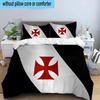 3PCS Red Cross CR Flamengo Printed Bedding Set, Includes A Duvet Cover and Two Pillowcases for Bedroom, Suitable for All Seasons