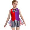 Girls Mad Costume: Sleeveless Stripes Checkerboard Bow Knot Tutu Bodysuit for Fairytale Tea Party Dress Up
