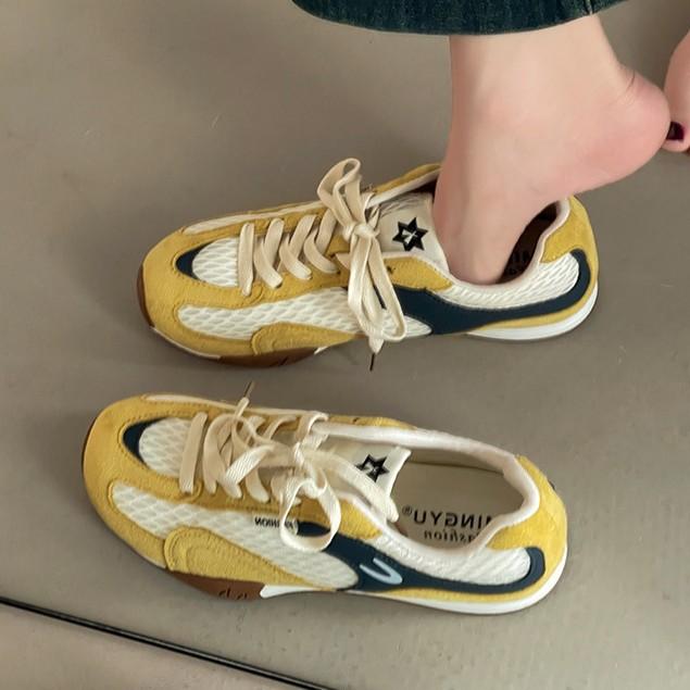 Retro color matching fishing net breathable women's summer fashion casual mesh soft sole sports shoes trend