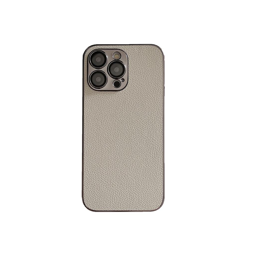 With Lens Film Lychee Texture Compatible with iPhone 16 Pro Max Apple 15 Phone Case 13/14 Niche Style