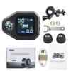 2025 USB Solar Charging Motorcycle TPMS Motor Tire Pressure Tyre Temperature Monitoring Alarm System with 2 External Sensors