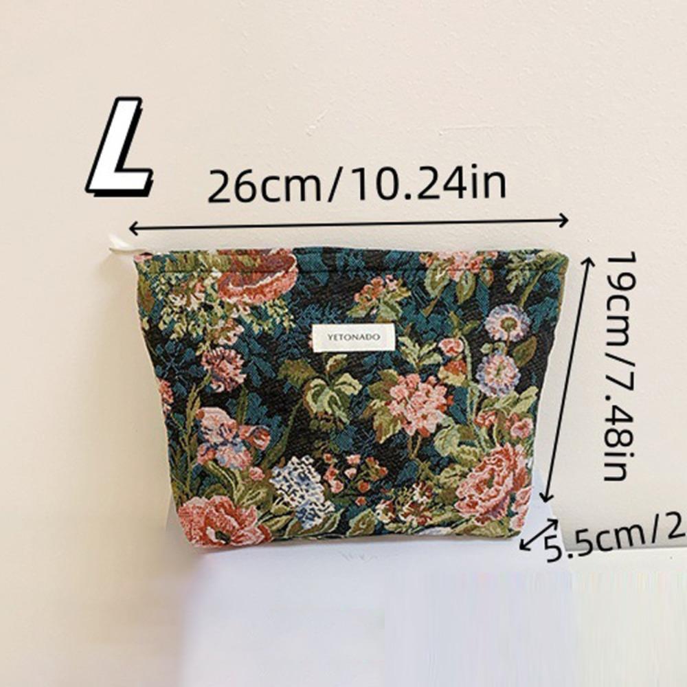 Polyester Leinwand Blume Clutch Tasche Große Kapazität Blumenmuster Kosmetiktasche Tragbar Reißverschluss Make-up Tasche