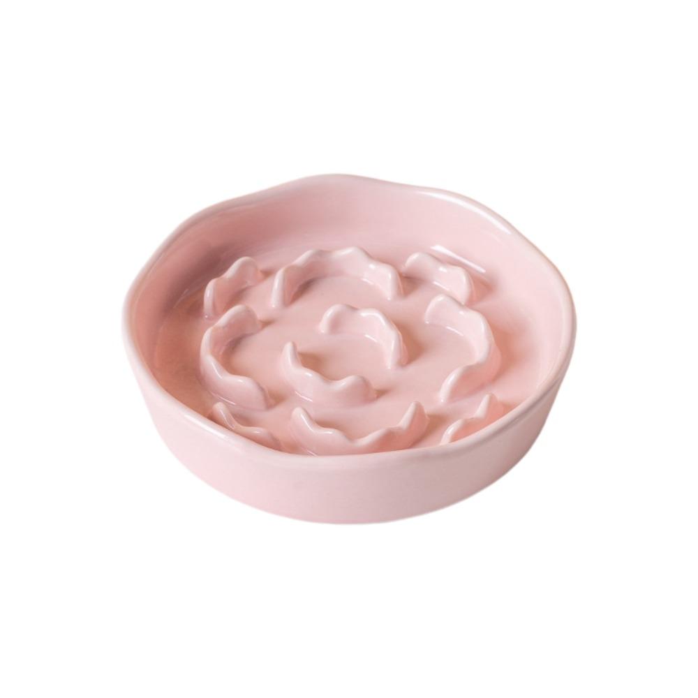 Ceramic Pet Drinking Eating Feeder Anti Tipping Dog Food Water Container Wet Dry Food розовый