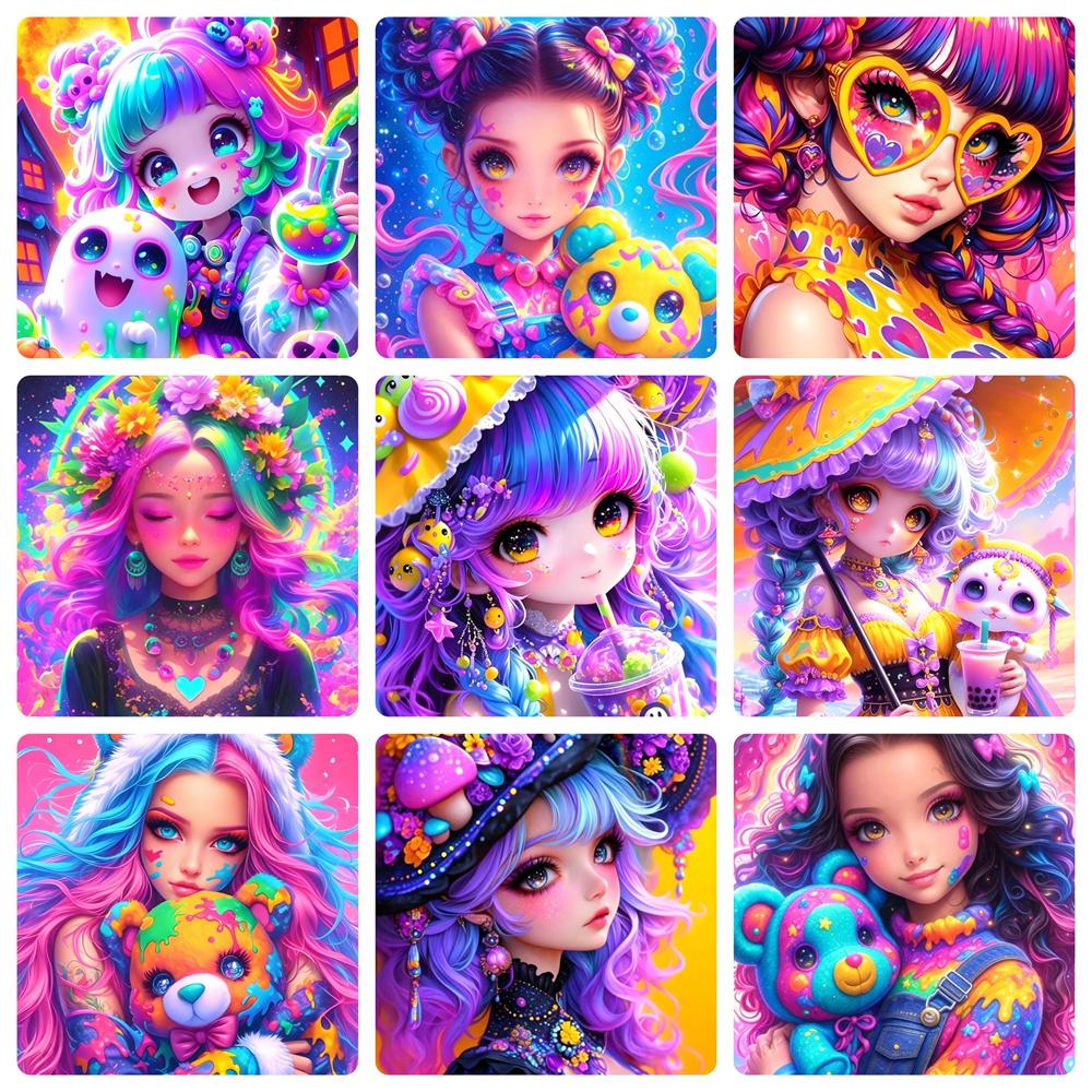 5D Diamond Painting Rainbow Sweet Cool Y2K Girly Style Decoration DIY Full Diamond Mosaic Inlaid Cross Stitch Set Gift