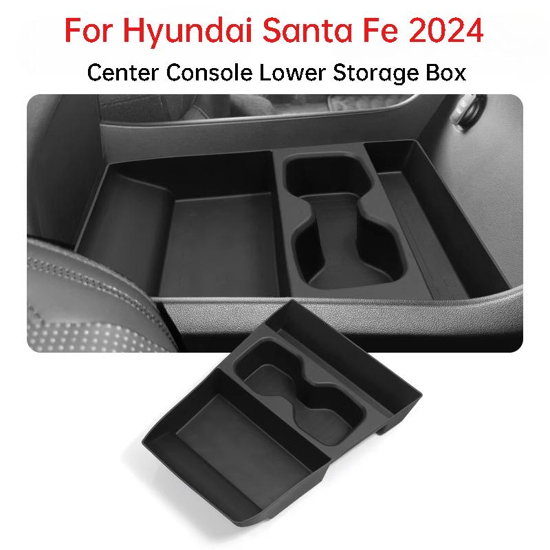 For Hyundai Santa Fe 2024 Center Console Cup Holder Mat Silicone Storage Slot Pad Anti Slip Shockproof Organizer Accessories