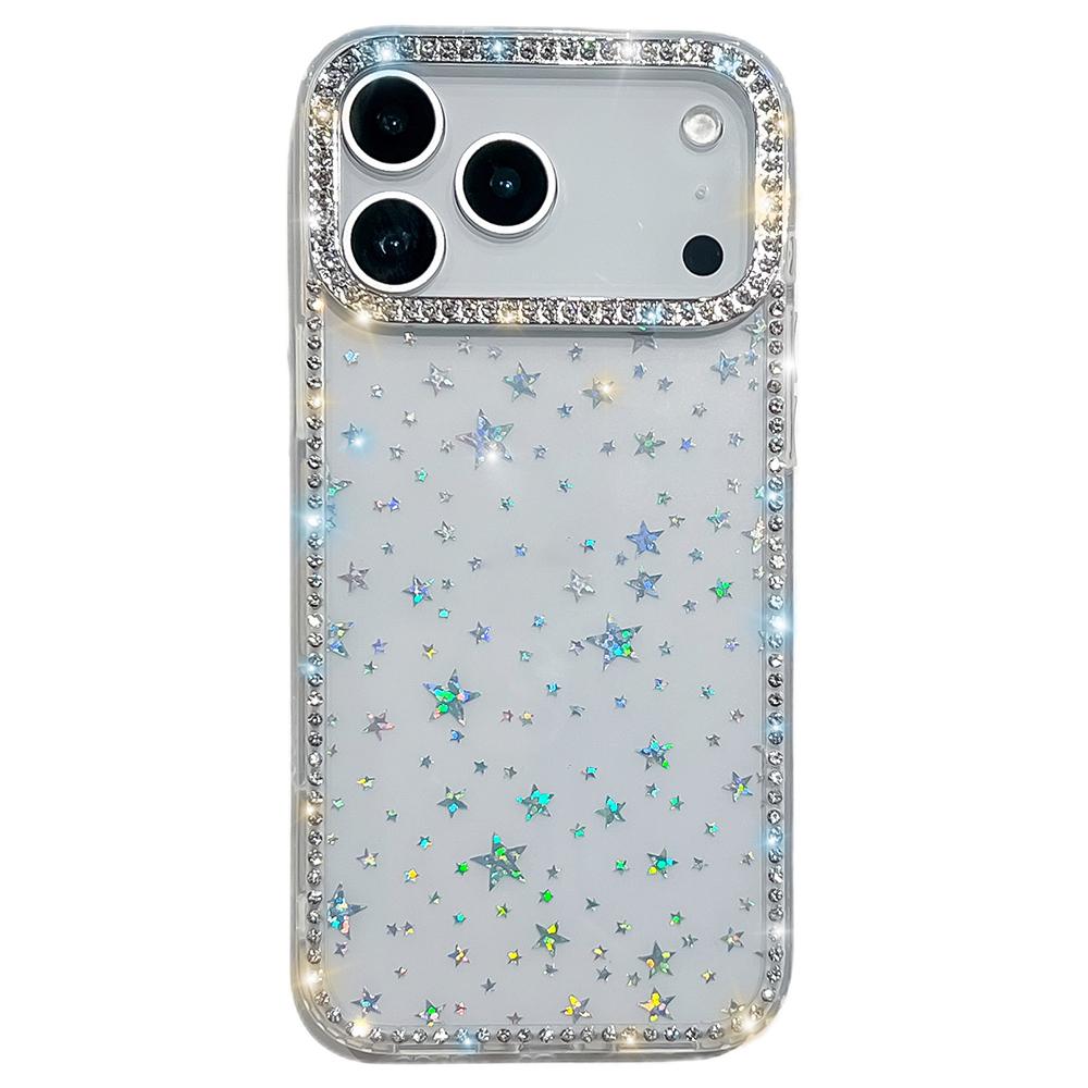For iPhone 17 Pro Max Case Rhinestone Edge Glitter Back TPU+PC IMD Phone Cover