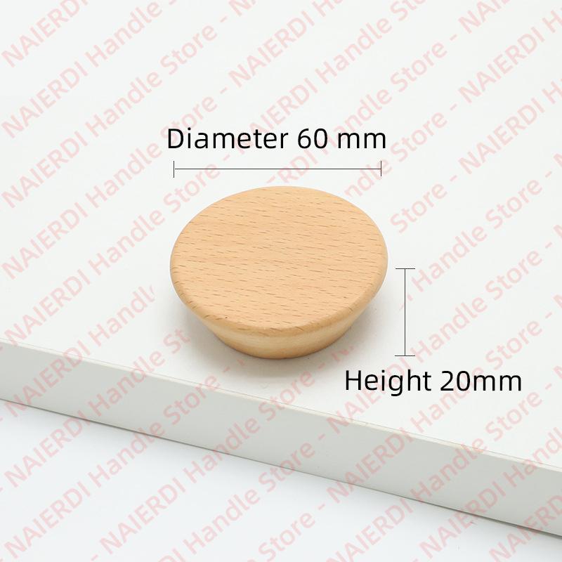 NAIERDI Solid Wood Cabinet Handles Modern Single Hole Wooden Pulls Octagon Round Knobs for Kitchen Cupboard Wardrobe Hardware