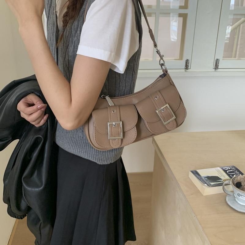 Niche Fashion Trend Armpit Bag Autumn New Multi-pocket Retro Baguette Locomotive Bag Single Shoulder Women
