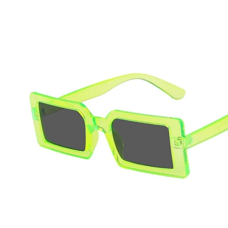 Women Sunscreen Glasses Square Trendy Sunglasses Retro Street Photo Holiday Fluorescent Green Fashion Small Frame Sun Glasses