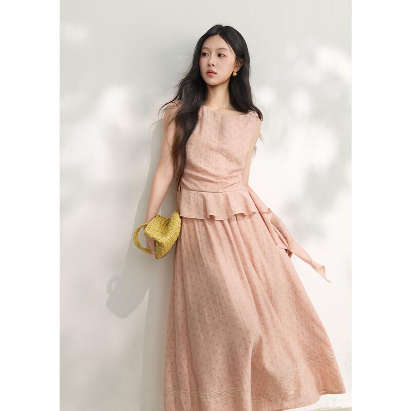 Mishow Women's Lotus Pink Polka Dot Skirt Set