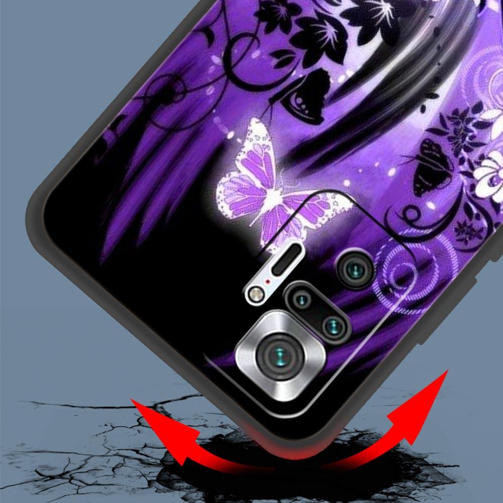 Art Purple Butterfly Phone Case Cover for Redmi 14C 10C Note 15 14 13 12 10 11 K40 Pro Plus 5G Soft TPU Shockproof Shell Fundas