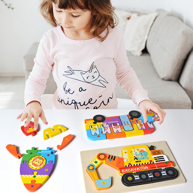 3D Wooden Puzzle Toys for Early Childhood Education - Snap-Fit for Boys & Girls
