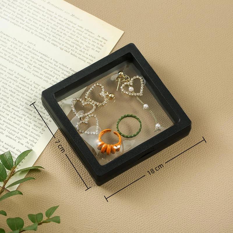 Pe Film Suspension Jewelry Box Clear Display Case Dustproof Jewelry Storage Holder For Earring Necklace Ring Bracelet Collection