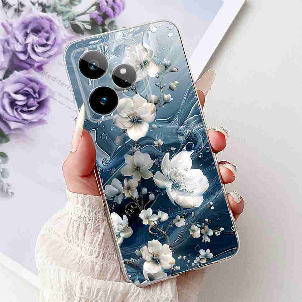 For Realme GT 7 5G 2025 RMX5061 Case Cute Girl New Flowers Soft Silicone TPU Cover For Realme GT7 GT 7T 5G Global Phone Cases