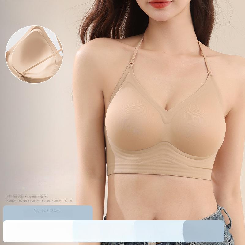 

Летний сексуальный бесшовный бюстгальтер женский с красивой спиной, прямая спина, застежка, невидимый бюстгальтер, сборка груди, тонкий плечевой бюстгальтер на бретелях XL бежевый