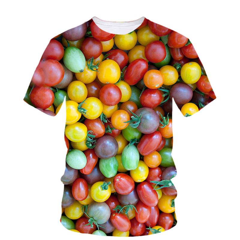 3D Printed Creative Tomato T Shirt For Women Vegetable Art Pattern Tees Summer Loose Round Neck Tops Short Sleeves Women T-Shirts